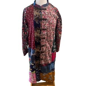 Luan Zai Jiang Nan‎ Quilted Floral Patchwork Coat Jacket Asian Boho Large